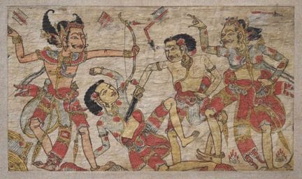 INDONESIA
Fragmento de lienzo pintado que represen