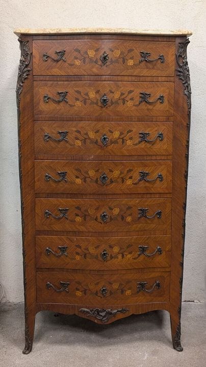 MUEBLE SEMANAL con chapado de palisandro y marquet