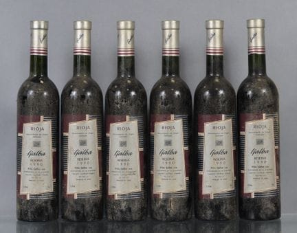6 botellas de RIOJA Reserva 1990 Ljalba. 
(Cuello 