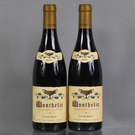 2 botellas de MONTHELIE (tinto) 2019 Coche-Dury. 
