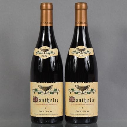 2 botellas de MONTHELIE (tinto) 2020 Coche-Dury. 
