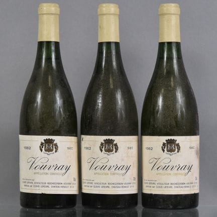 3 botellas de VOUVRAY 1962 Clovis Lefevre.
(Etique