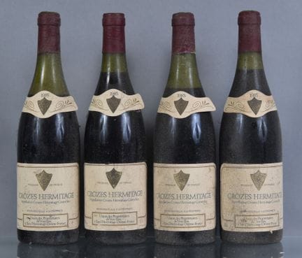 4 botellas de CROZES HERMITAGE 1985, de la Unión d
