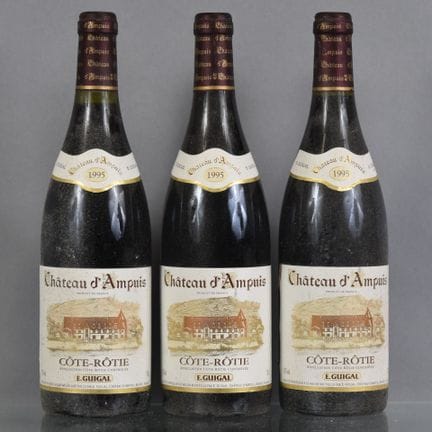 3 botellas de COTE-ROTIE Château d'Ampuis 1995 Gui