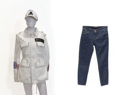 PHILIPP PLEIN
Veste longue blanche en jean avec mo