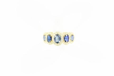 18K yellow gold ring featuring 5 oval motifs, each