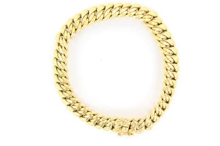 18K yellow gold link bracelet with edged links. Le