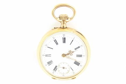 Montre de gousset avec cuvette en or jaune. Le dos