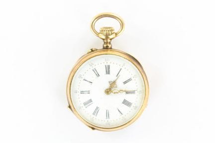 Collar watch with a yellow gold case, the back dec