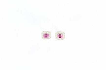 Paire de boutons d'oreilles à pans coupés en or bl