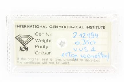 Diamond on paper 0.35 carat IGI Color 1 G, clarity
