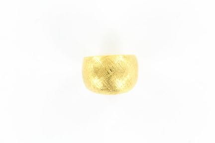 18K yellow gold dome ring with a woven design. Siz
