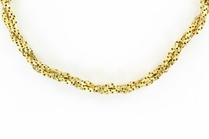 18K yellow gold necklace with three twisted strand