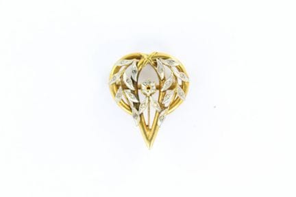 18K yellow gold brooch with a foliage design (pin 