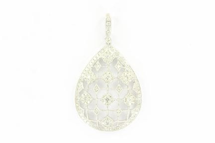 18K white gold teardrop-shaped openwork pendant se