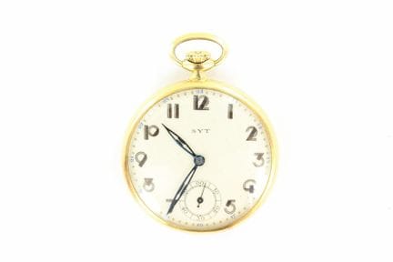 Syt. Montre de gousset en or jaune 18 K avec cuvet