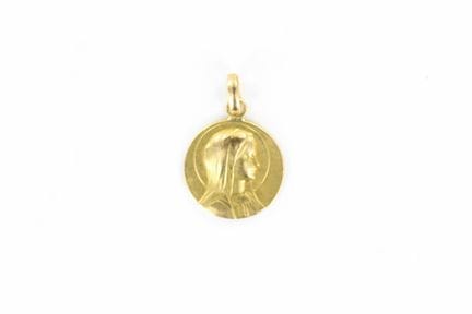 18K yellow gold "Vierge" medal (one bump on the ba