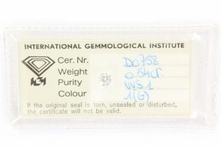 Diamond on paper 0.54 carat IGI Colour 1 G, Clarit