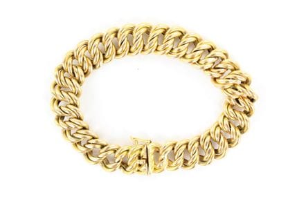 18K yellow gold link bracelet with edged links. Le