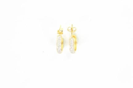 Pair of 18k yellow gold hoop earrings, each set wi