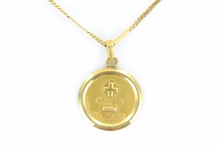 Médaille d'amour chiffrée (diam. : 2,4) et chaine 
