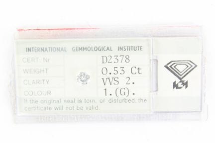 Diamond on paper 0.53 carat IGI Colour 1 G, Clarit
