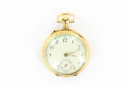 Collar watch with a yellow gold case and a back de