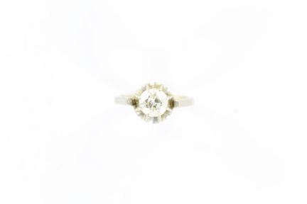 18K white gold solitaire ring set with a 1-carat c