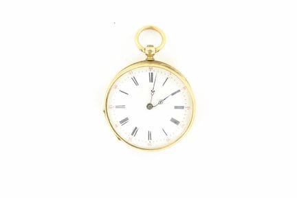 Montre de col en or jaune 18 K et cuvette en métal