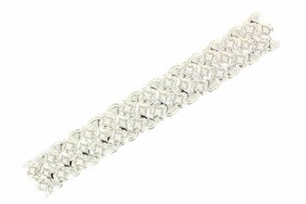Wide, flexible, openwork 18K white gold bracelet f