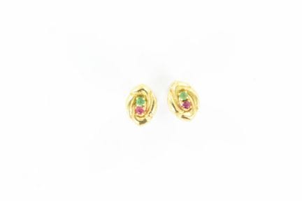 Paire de boutons d'oreilles en or jaune 18 K ornée