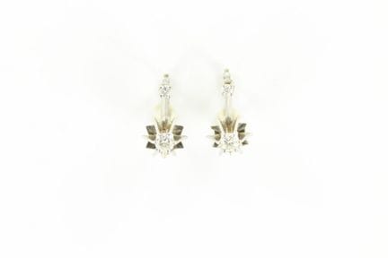 A pair of 18K white gold hoop earrings, each set w