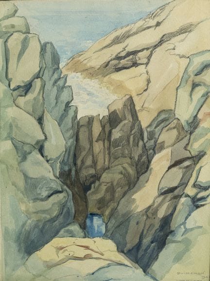 P. ROTH (XX secolo). Quiberon. Matita e acquerello