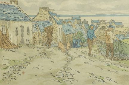 Henri RIVIERE (1864-1951). Strada a Tréboule. Una 