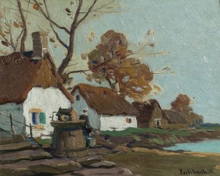 Paul ESCBACH (1881–1961). Bretonin am Brunnen. Öl 