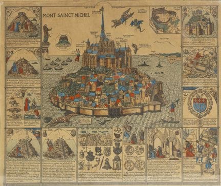 ALBARELUS. Mont Saint-Michel. Color engraving. Hei