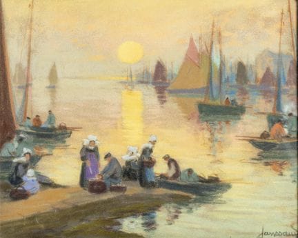 Mathurin JANSSAUD (1857-1940). Il porto al crepusc