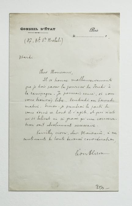 Léon BLUM (1872–1950). Signed autograph letter. No