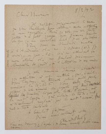André LHOTE (1885–1962). Signed autograph letter a