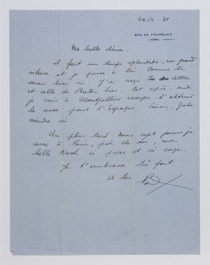 保罗·埃卢阿尔（1895-1952）。致努什的亲笔签名信。马斯-德-富尔克，吕内勒，[1931年2月