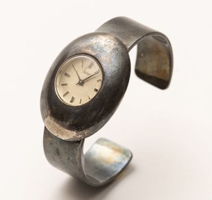 AZUR. An 800‰ silver cuff watch. 1970s. Gross weig