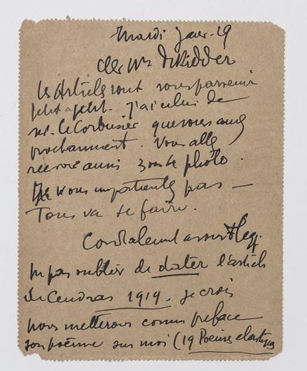 Fernand LEGER (1881–1955). Autograph letter signed