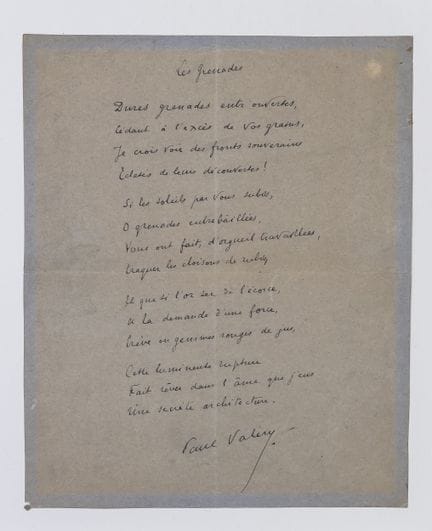 Paul VALERY (1871–1945). Signed autograph poem tit