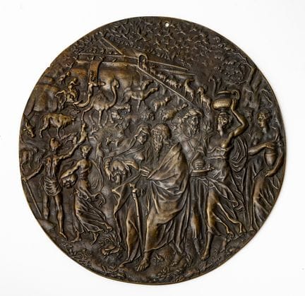19th-century school. Noah's Ark. Patinated bronze 