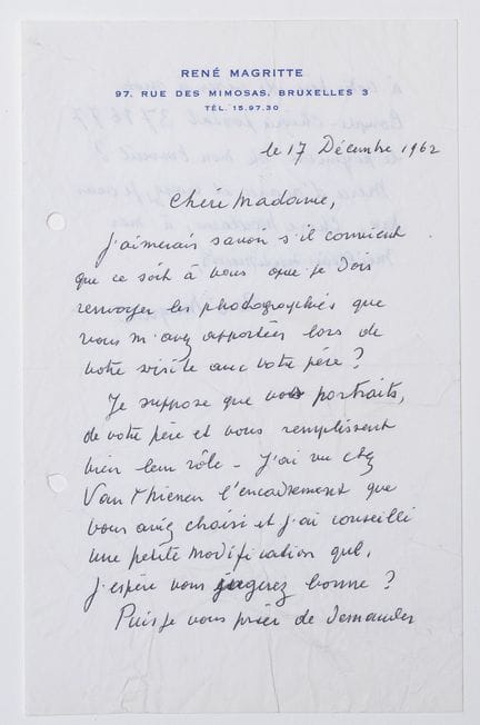 René MAGRITTE (1898–1967). Signed autograph letter