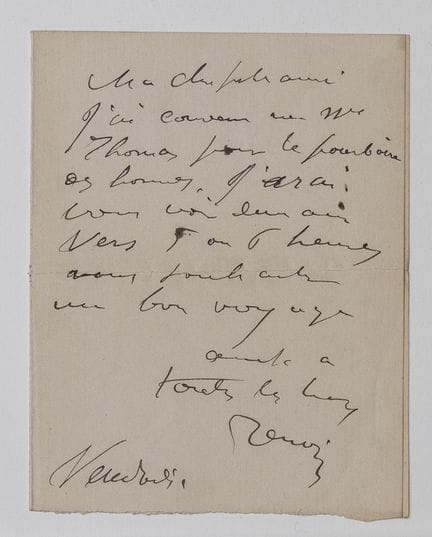Auguste RENOIR (1841–1919). Signed autograph lette