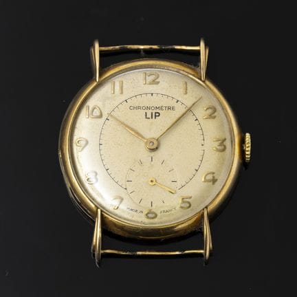 LIP. A men’s wristwatch with a round case in 750‰ 