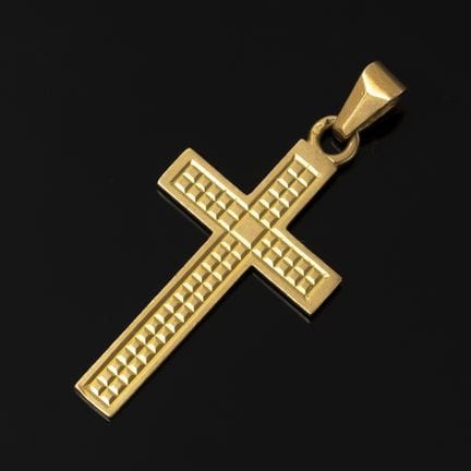 A 750‰ yellow gold cross. Made in France, eagle-he