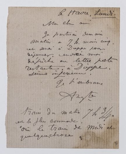 Auguste RENOIR (1841–1919). Autograph letter signe