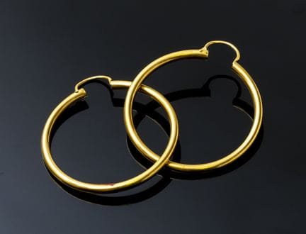 A pair of 750‰ gold hoop earrings, 38 mm in diamet